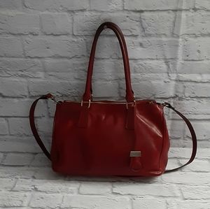 Floto red genuine leather satchel bag
